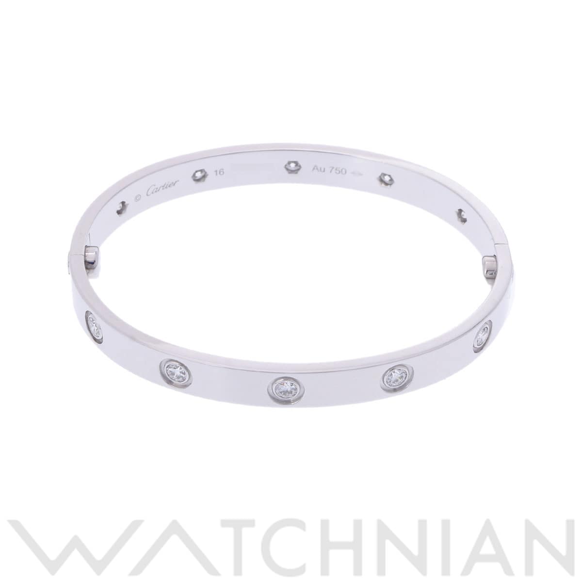 カルティエ ラブブレスレット #16 フルダイヤ シルバー K18ホワイトゴールド WG レディース ジュエリー 【中古】【jewelry】