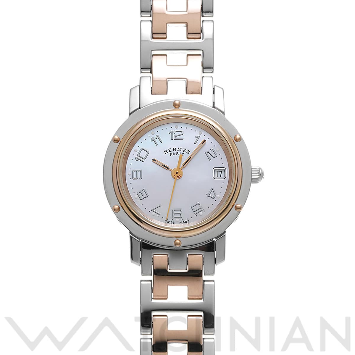 エルメス クリッパー ナクレ CL4.221 ピンクシェル レディース 時計 【中古】【wristwatch】