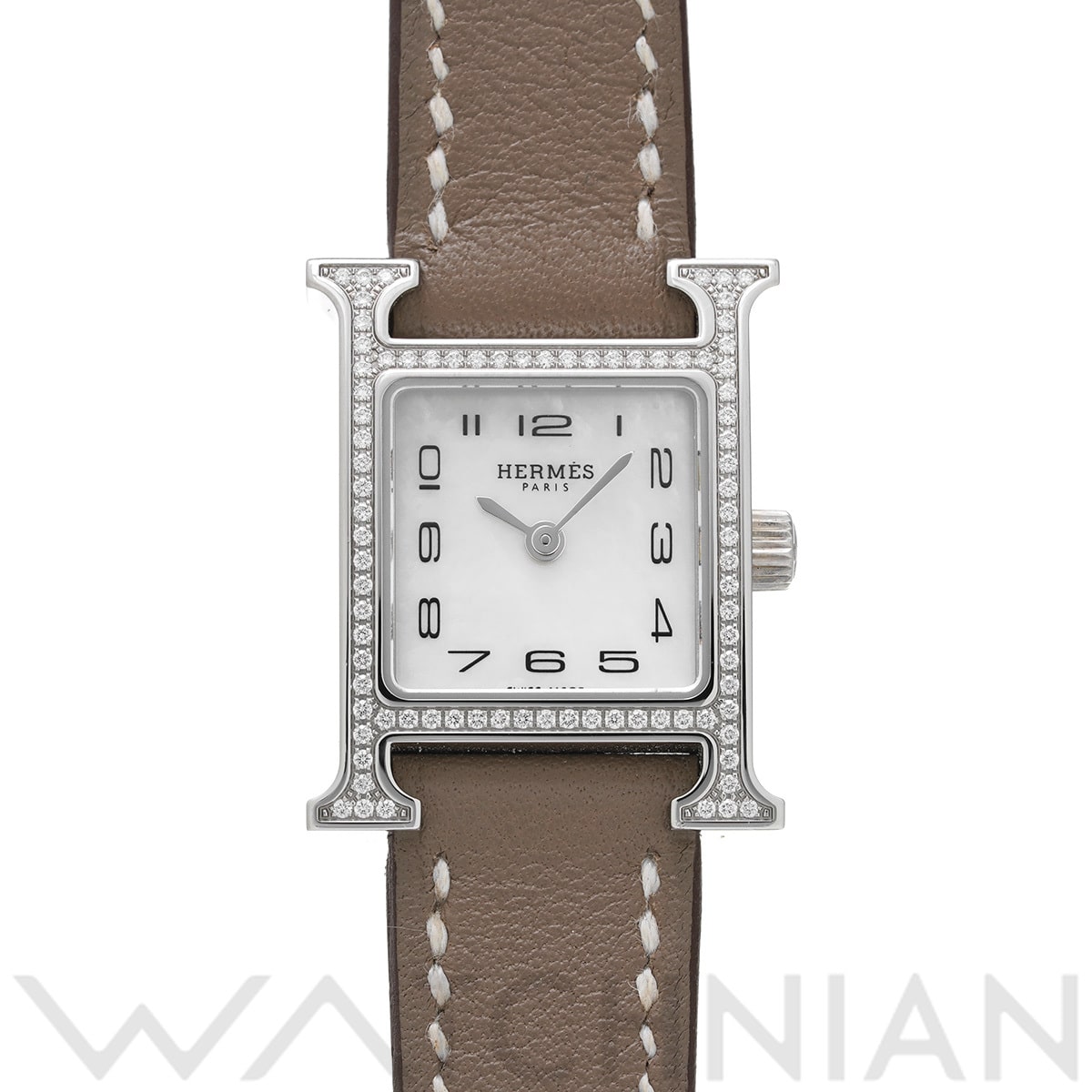 エルメス Hウォッチ ミニ W053023WW00 ホワイトシェル レディース 時計 【中古】【wristwatch】