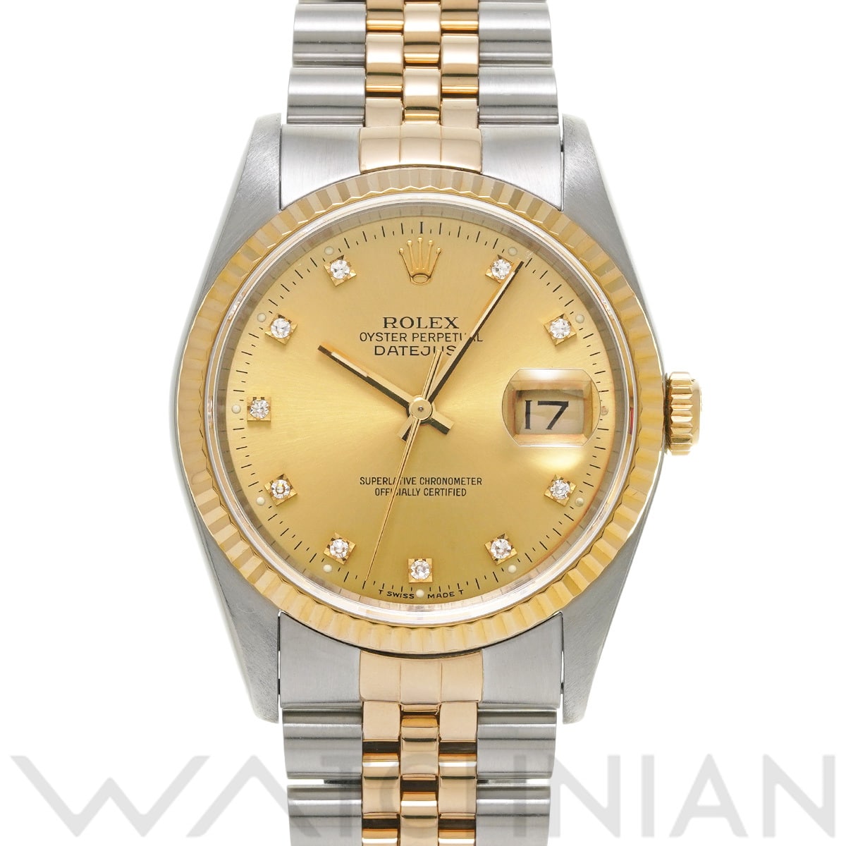 ロレックス デイトジャスト 16233G シャンパン/ダイヤモンド メンズ 時計 【中古】【wristwatch】