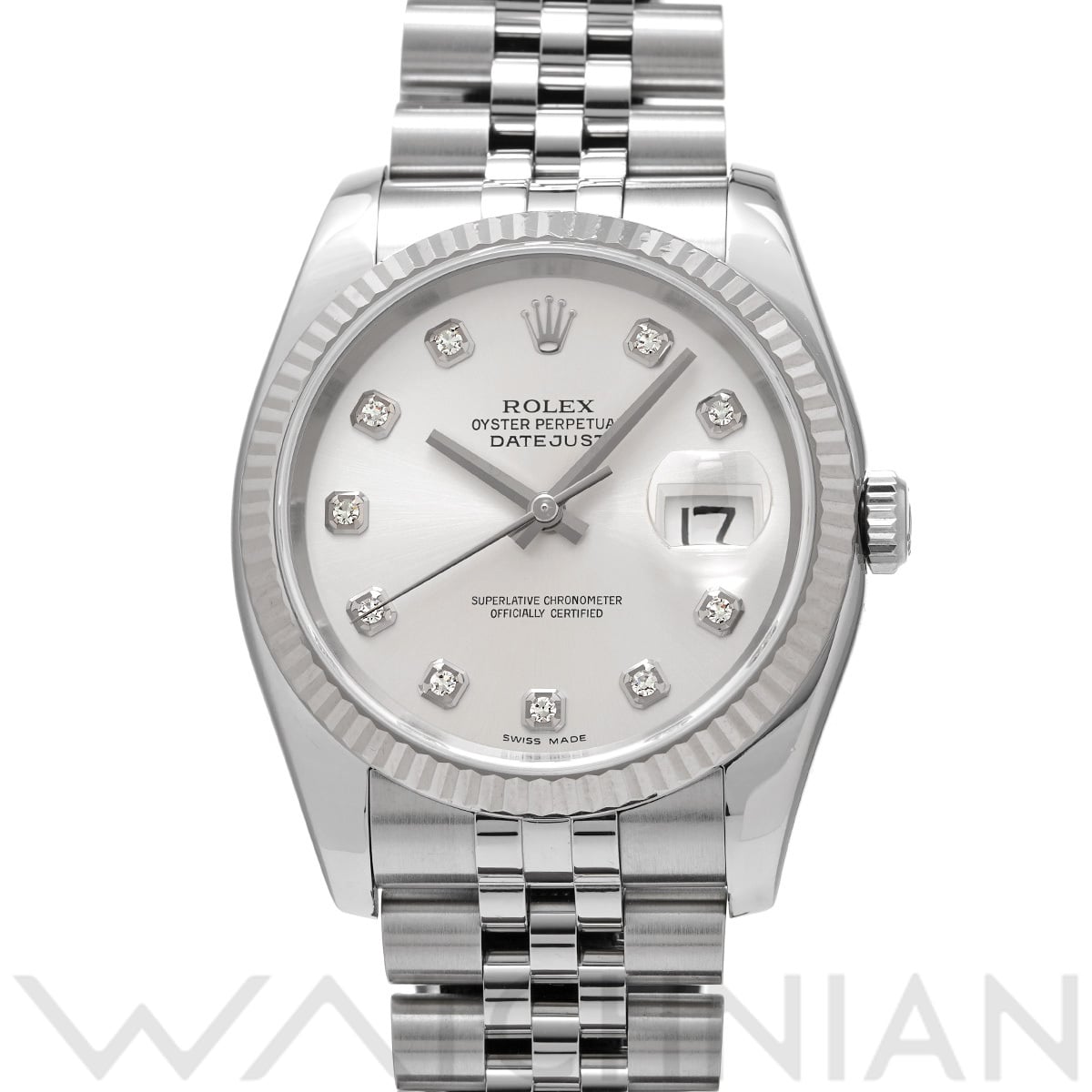 ロレックス デイトジャスト 116234G シルバー/ダイヤモンド メンズ 時計 【中古】【wristwatch】