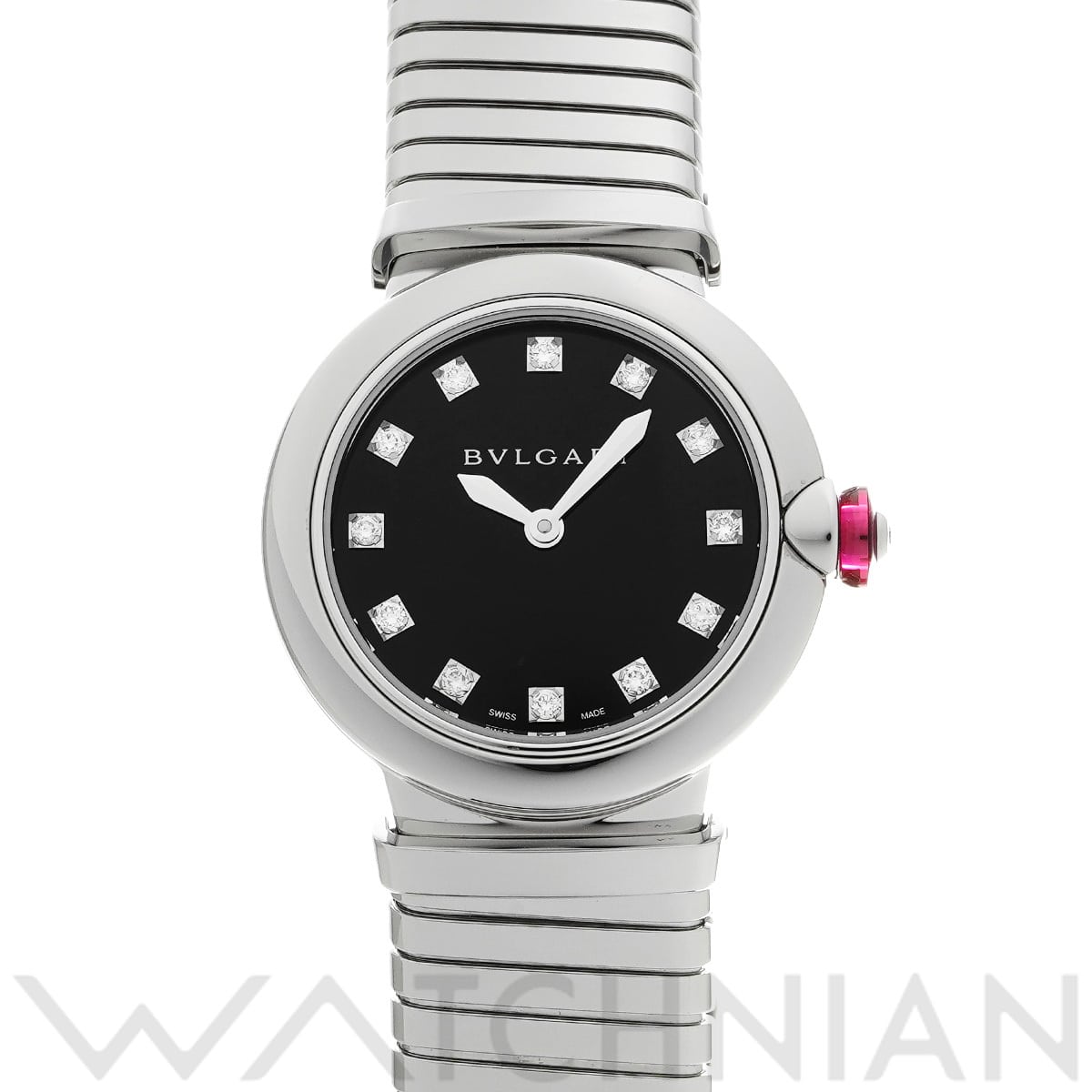 ブルガリ ルチェア LU28S ブラック/ダイヤモンド レディース 時計 【中古】【wristwatch】