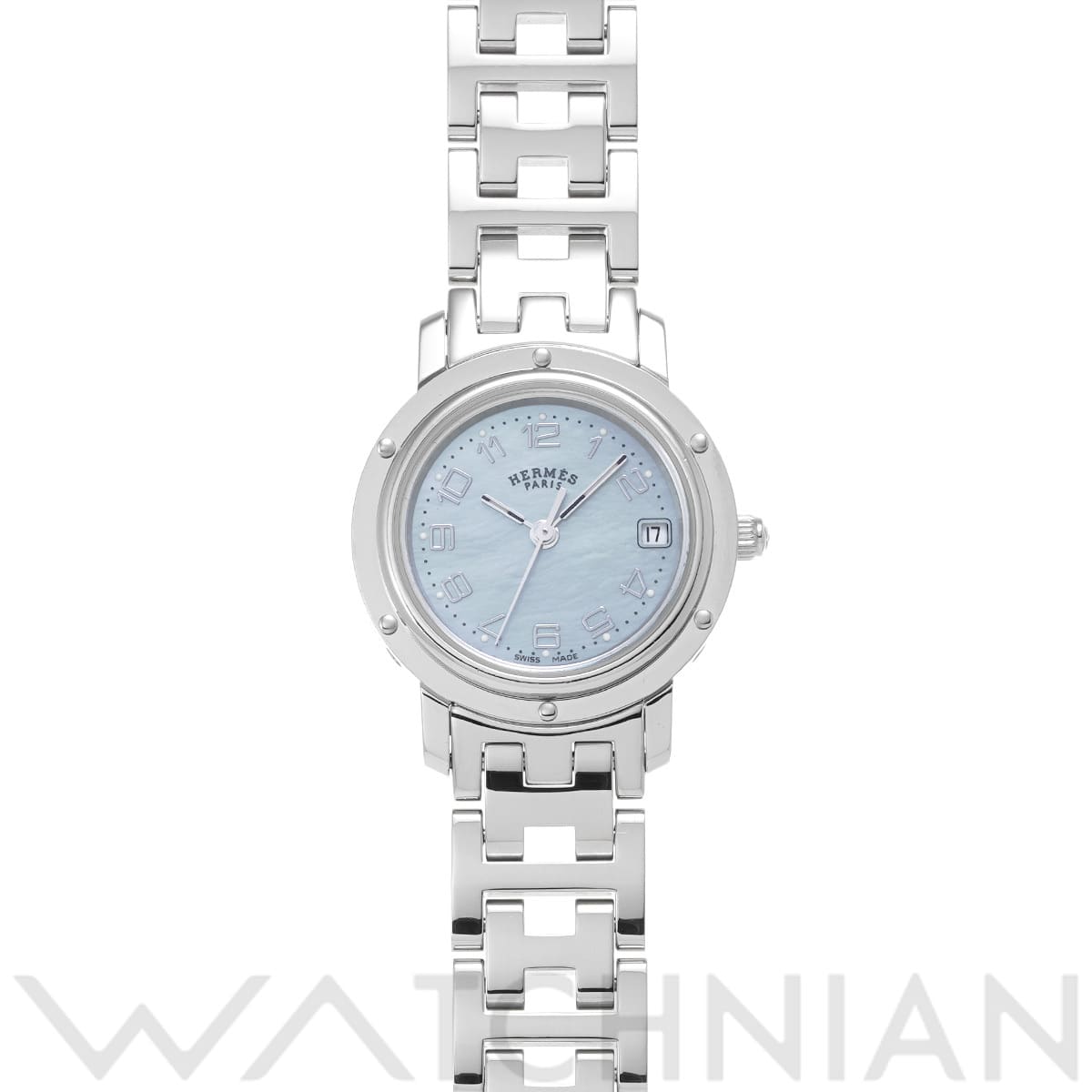 エルメス クリッパー ナクレ CL4.210.213/3796 ブルーシェル レディース 時計 【中古】【wristwatch】