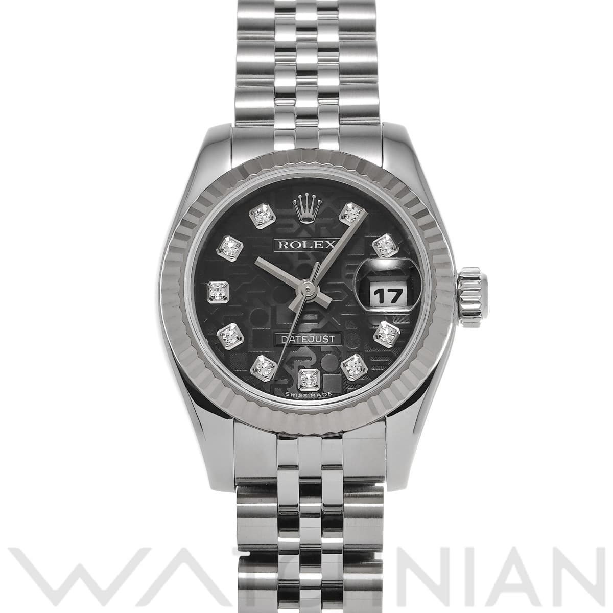 ロレックス デイトジャスト 179174G ブラックコンピュータ/ダイヤモンド レディース 時計 【中古】【wristwatch】