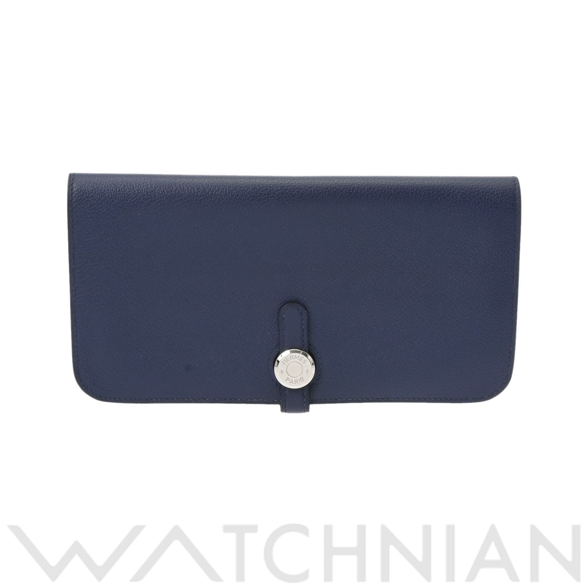 エルメス ドゴン GM ブルーサフィール/パラジウム金具 トゴ ユニセックス 財布 【中古】【purse】