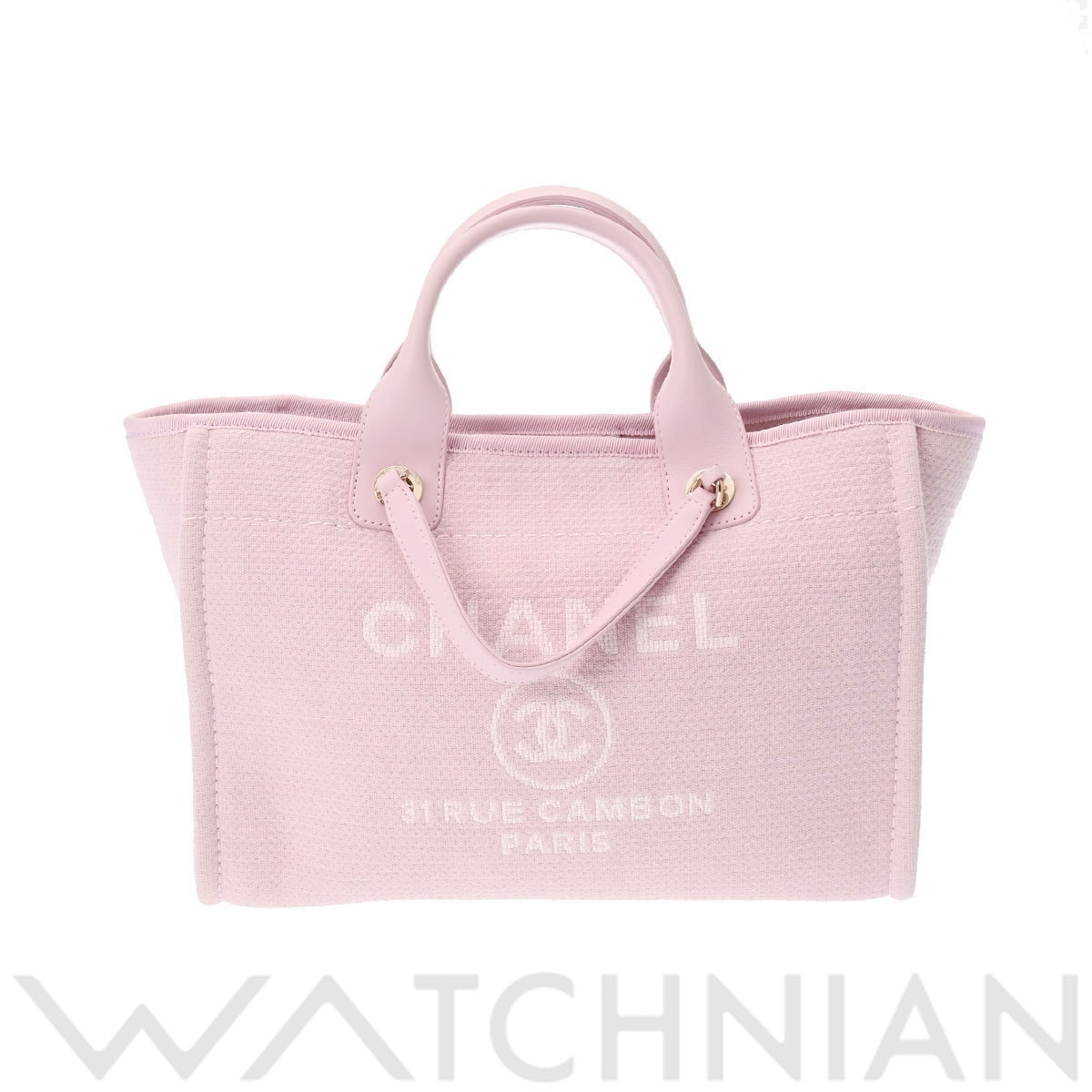 シャネル ドーヴィル スモールショッピングバッグ ピンク AS3257 キャンバス レディース バッグ 【中古】【bag】