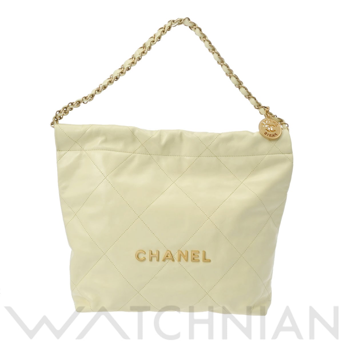 シャネル CHANEL22 スモールハンドバッグ イエロー/ゴールド金具 AS3260 シャイニーカーフスキン レディース バッグ 【未使用】【bag】