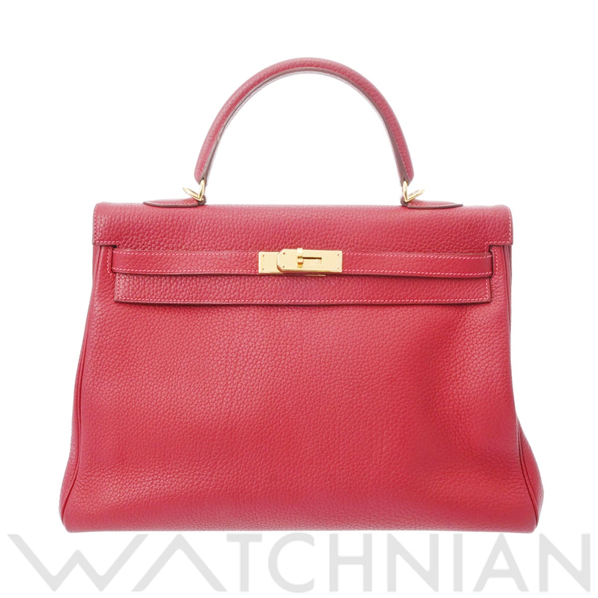 エルメス ケリー 35 内縫い ルージュヴィフ/ゴールド金具 フィヨルド レディース バッグ 【中古】【bag】