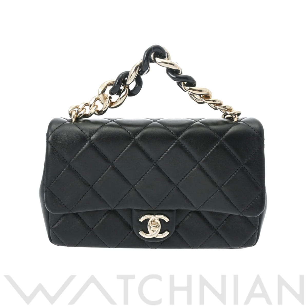 シャネル ラージフラップバッグ ブラック/ゴールド金具 AS1353 ラムスキン レディース バッグ 【中古】【bag】