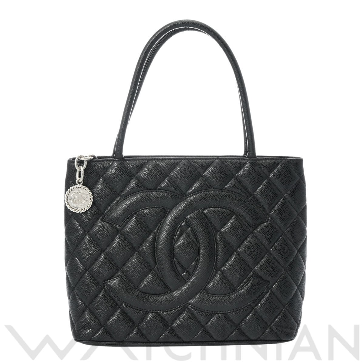 シャネル 復刻トート ブラック/シルバー金具 A01804 キャビアスキン レディース バッグ 【中古】【bag】