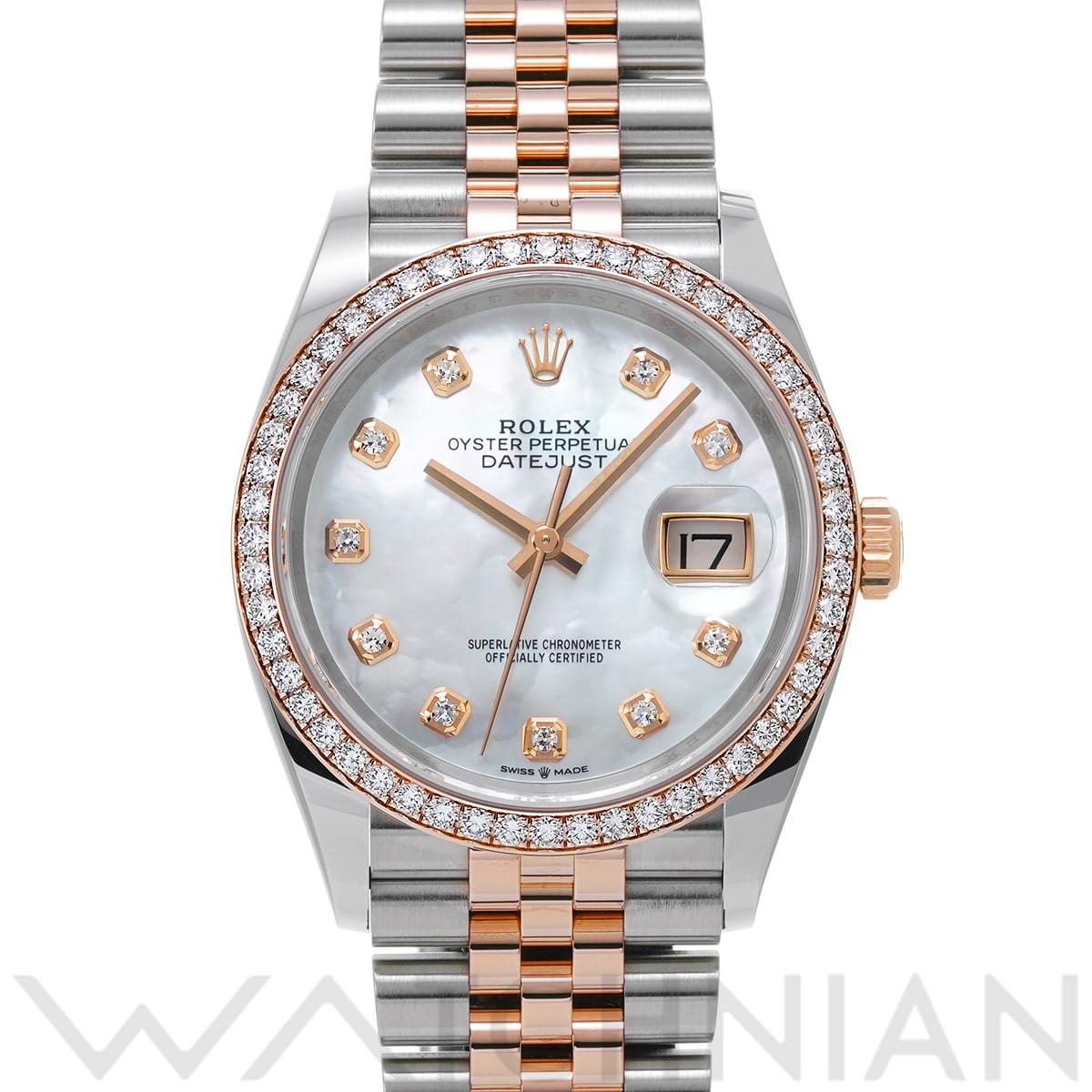 ロレックス デイトジャスト 36 126281RBR ホワイトシェル/ダイヤモンド メンズ 時計 【中古】【wristwatch】