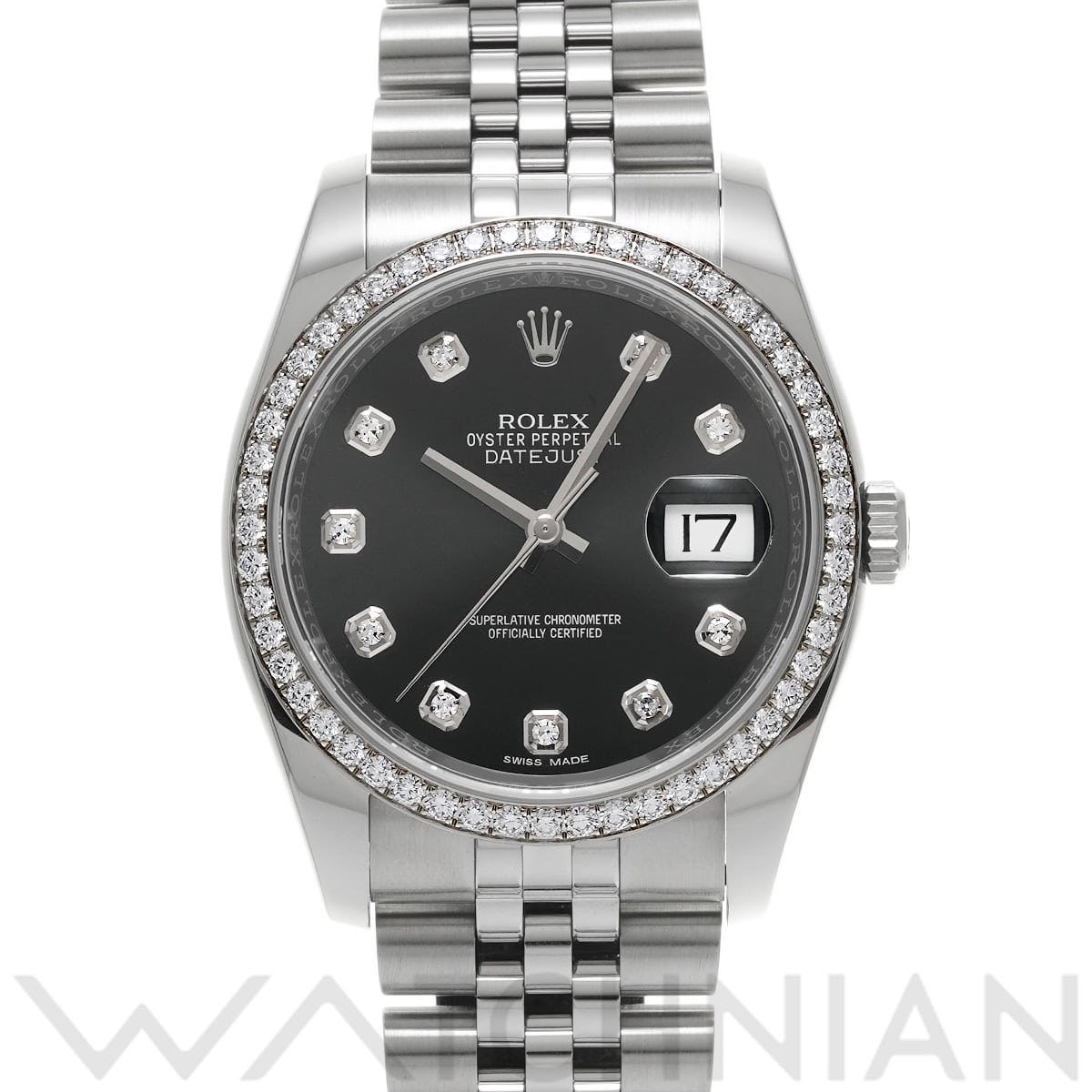ロレックス デイトジャスト 36 116244G ブラック/ダイヤモンド メンズ 時計 【中古】【wristwatch】