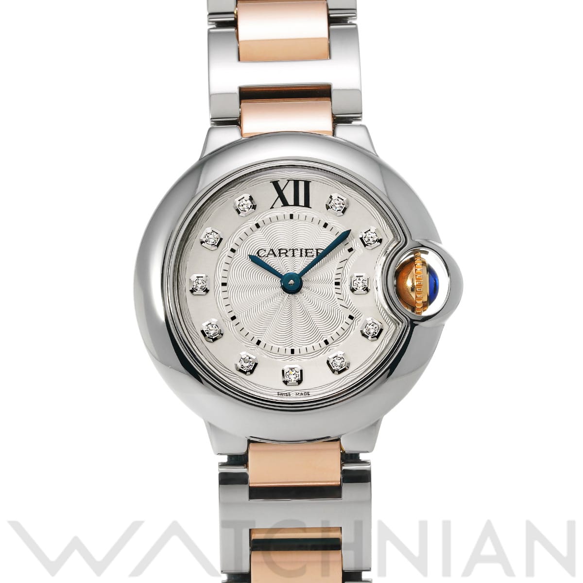 カルティエ バロンブルー ドゥ カルティエ 28mm WE902030 シルバー/ダイヤモンド レディース 時計 【中古】【wristwatch】