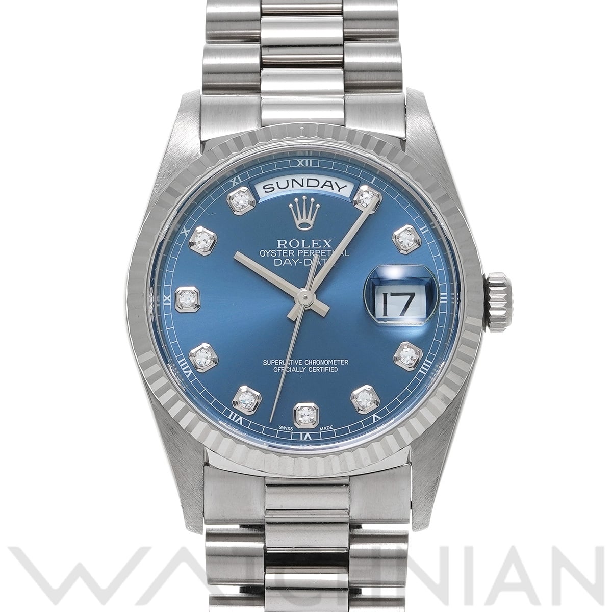 ロレックス デイデイト 18239G ブルー/ダイヤモンド メンズ 時計 【中古】【wristwatch】