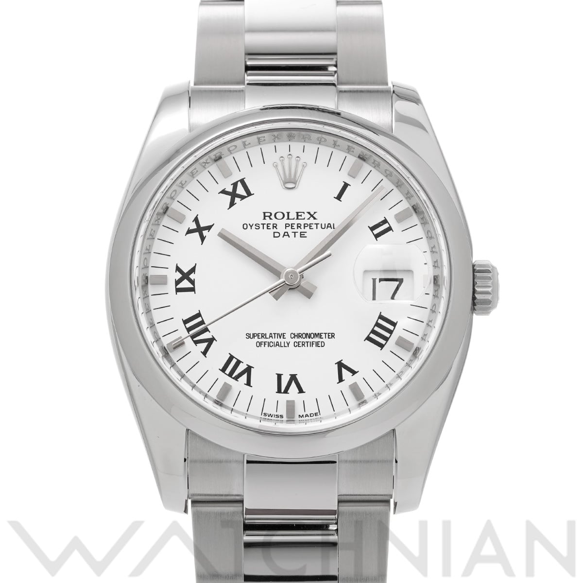 ロレックス オイスターパーペチュアル デイト 34 115200 ホワイト メンズ 時計 【中古】【wristwatch】