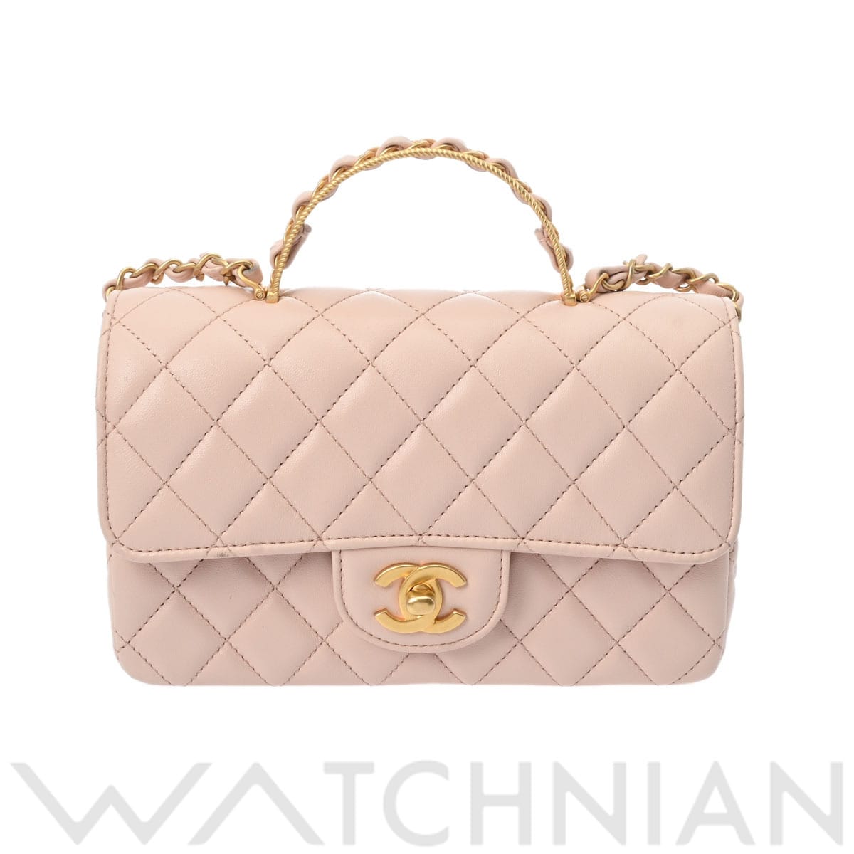 シャネル トップハンドル フラップバッグ 2WAY ライトピンク/ゴールド金具 AS4023 ラムスキン レディース バッグ 【中古】【bag】