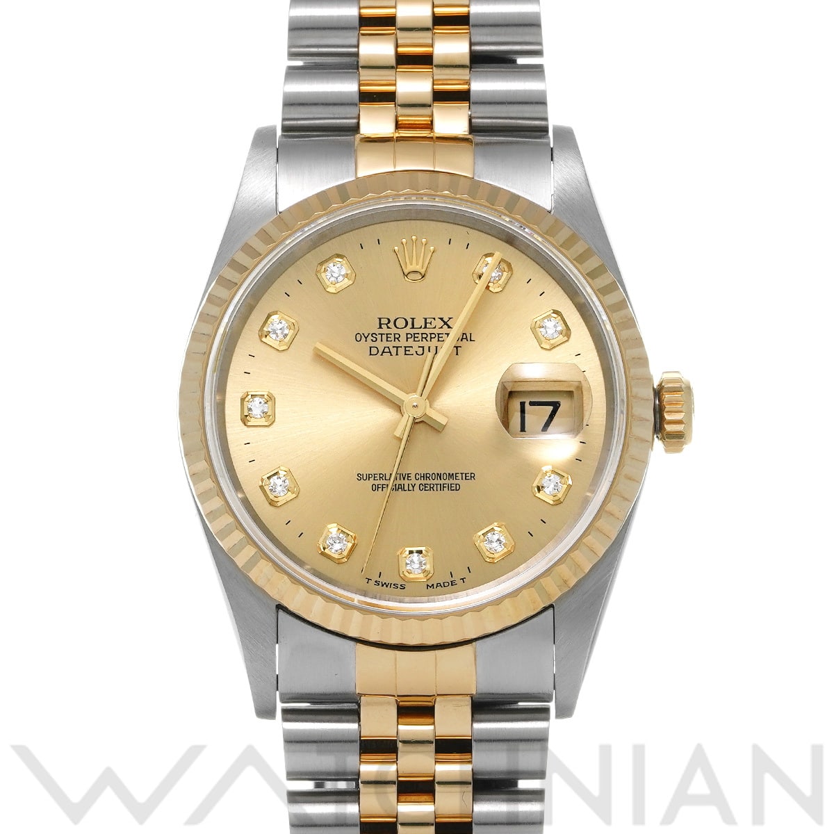 ロレックス デイトジャスト 16233G シャンパン/ダイヤモンド メンズ 時計 【中古】【wristwatch】