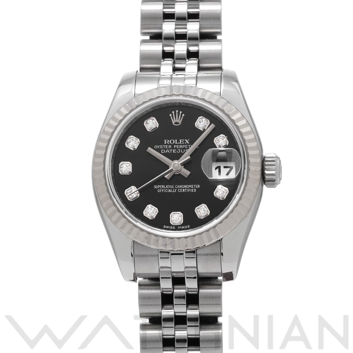 ロレックス レディ デイトジャスト 26 179174G ブラック/ダイヤモンド レディース 時計 【中古】【wristwatch】