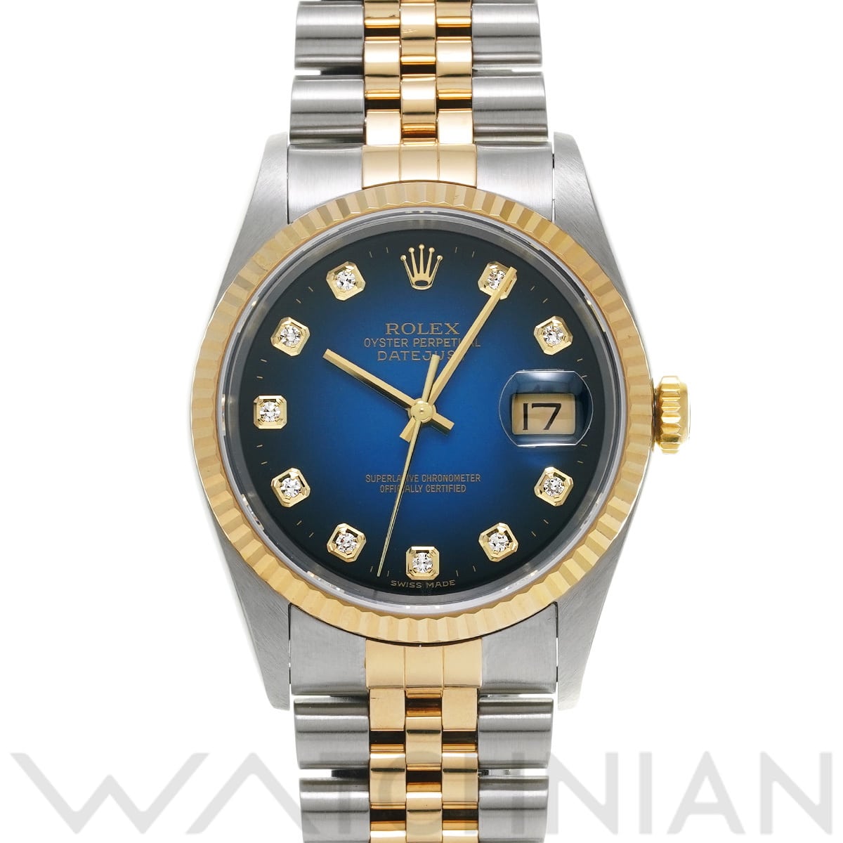 ロレックス デイトジャスト  16233G ブルー・グラデーション/ダイヤモンド メンズ 時計 【中古】【wristwatch】