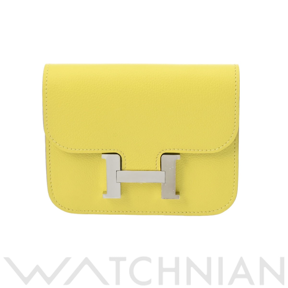 エルメス コンスタンス スリム ライム/クレ/パラジウム金具 エバーカラー レディース 財布 【中古】【purse】