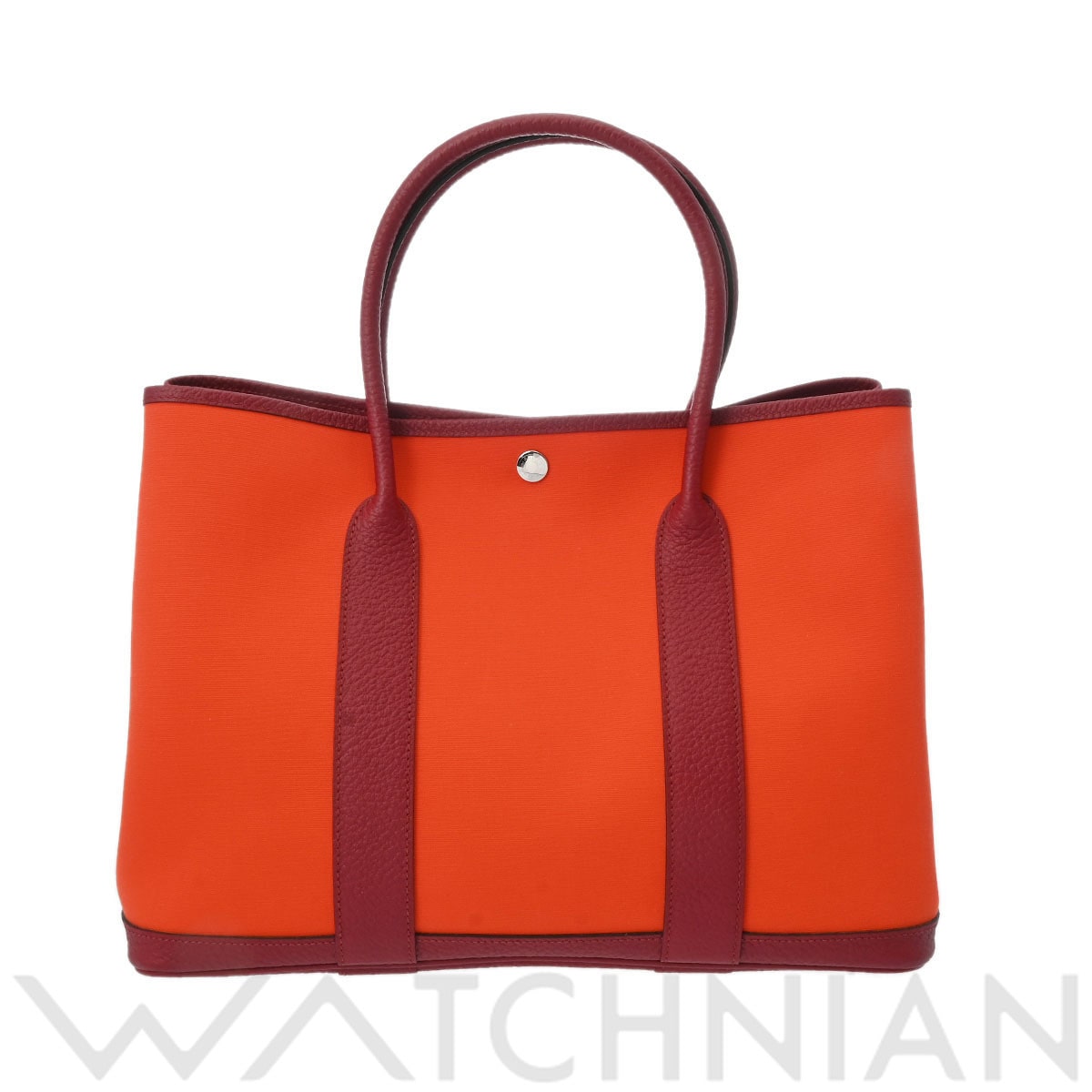 エルメス ガーデンパーティ PM オレンジポピー/ルージュグレナ ネゴンダ/トワルミリタリー ユニセックス バッグ 【中古】【bag】