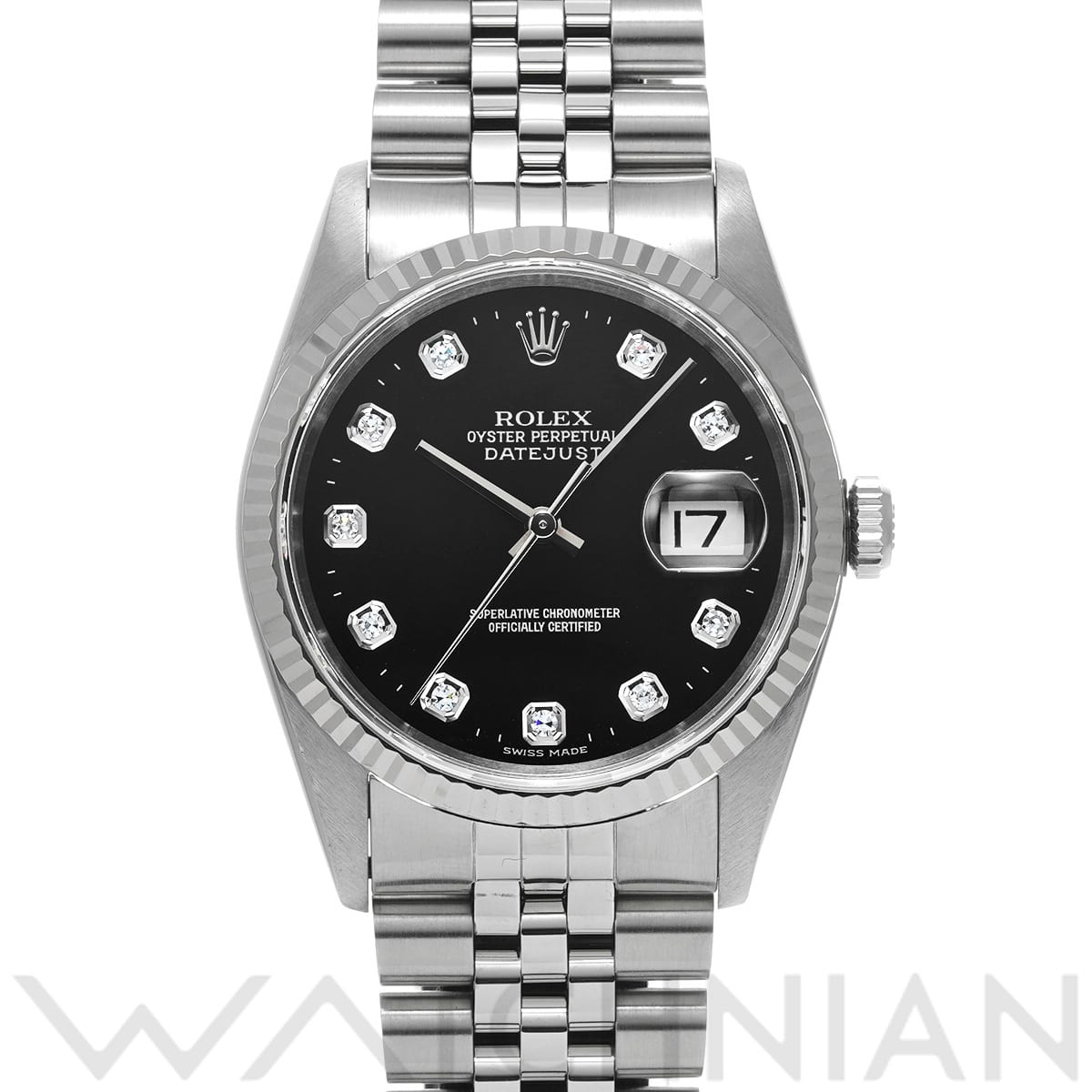 ロレックス デイトジャスト 16234G ブラック/ダイヤモンド メンズ 時計 【中古】【wristwatch】
