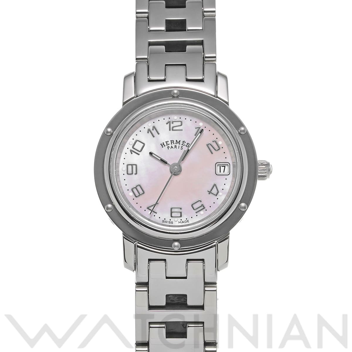 エルメス クリッパー ナクレ CL4.210 ピンクシェル レディース 時計 【中古】【wristwatch】