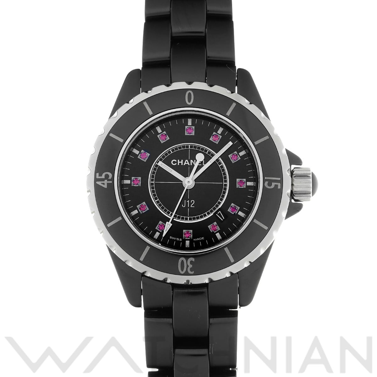 シャネル J12 33MM H1634 ブラック/ルビー レディース 時計 【中古】【wristwatch】