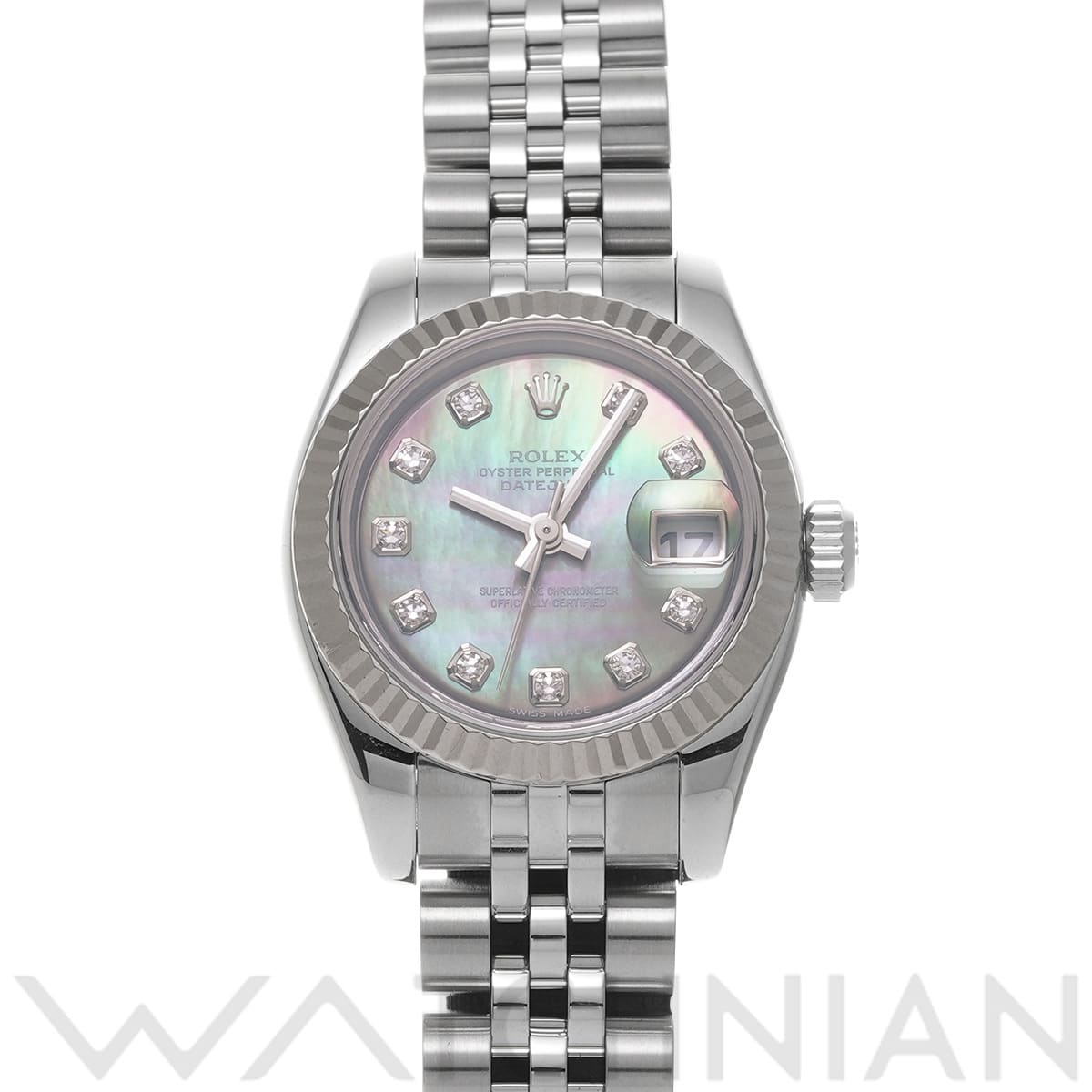 ロレックス デイトジャスト  179174NG ブラックシェル/ダイヤモンド レディース 時計 【中古】【wristwatch】