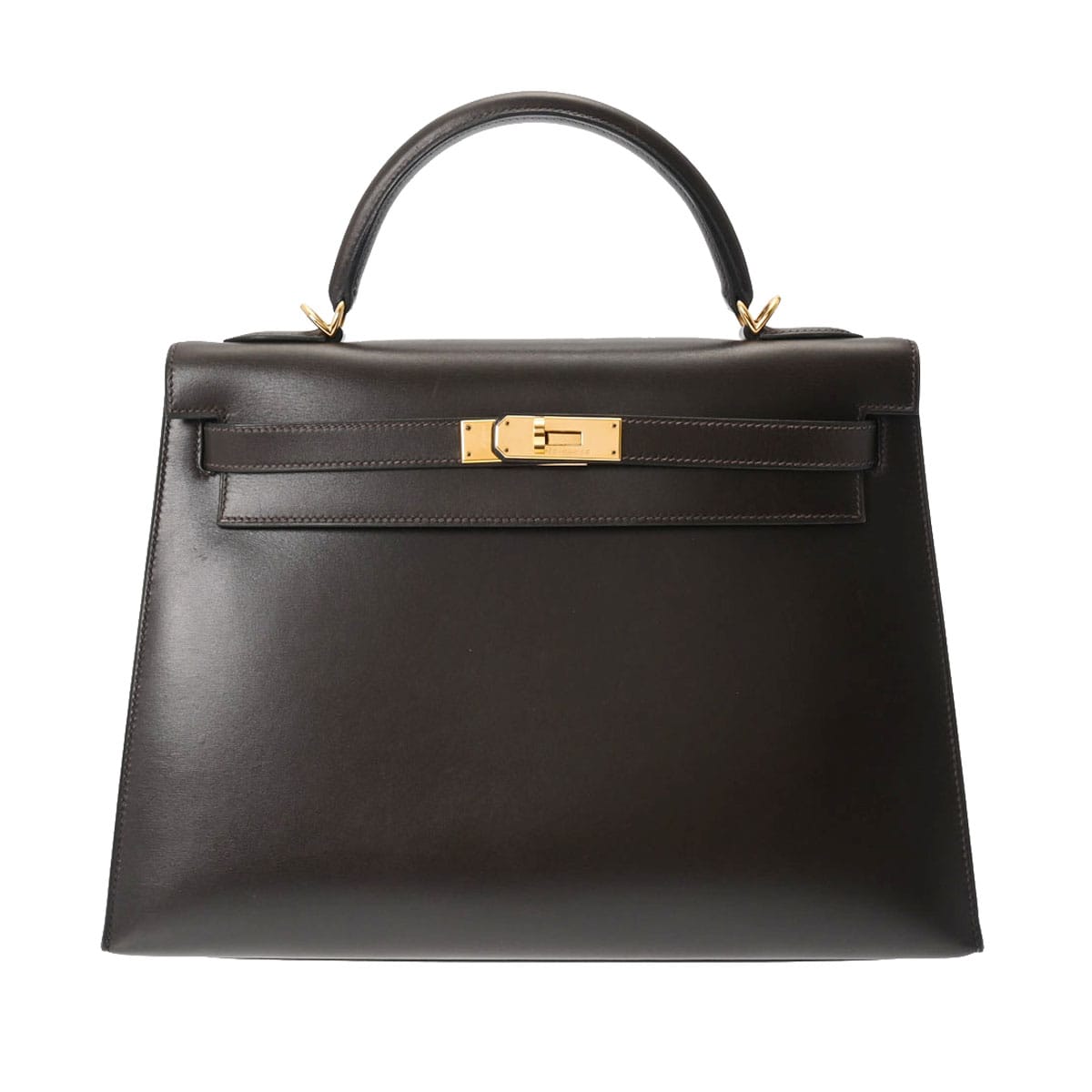 エルメス ケリー 32 外縫い ショコラ/ゴールド金具 ボックスカーフ レディース バッグ 【中古】【bag】