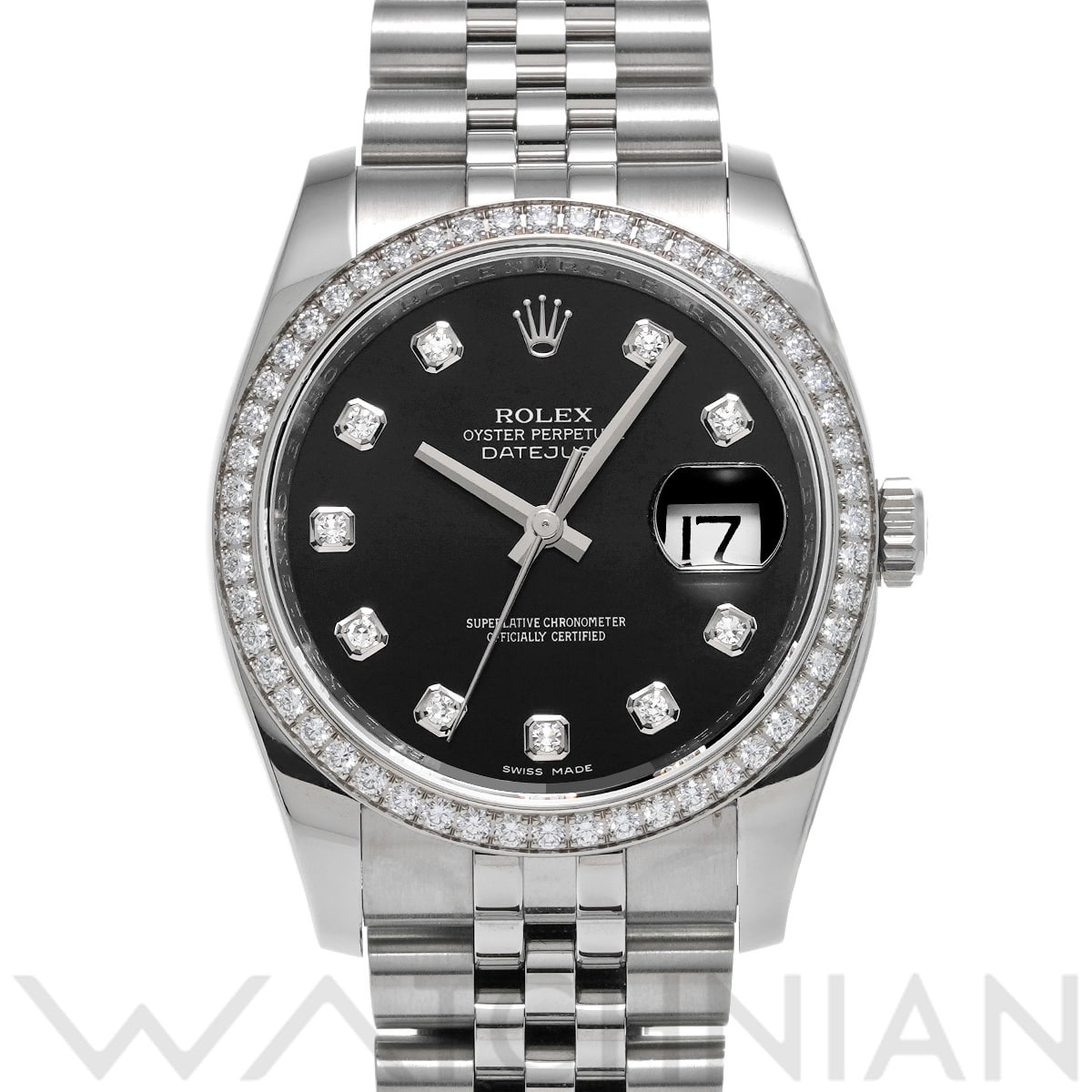 ロレックス デイトジャスト 36 116244G ブラック/ダイヤモンド メンズ 時計 【中古】【wristwatch】