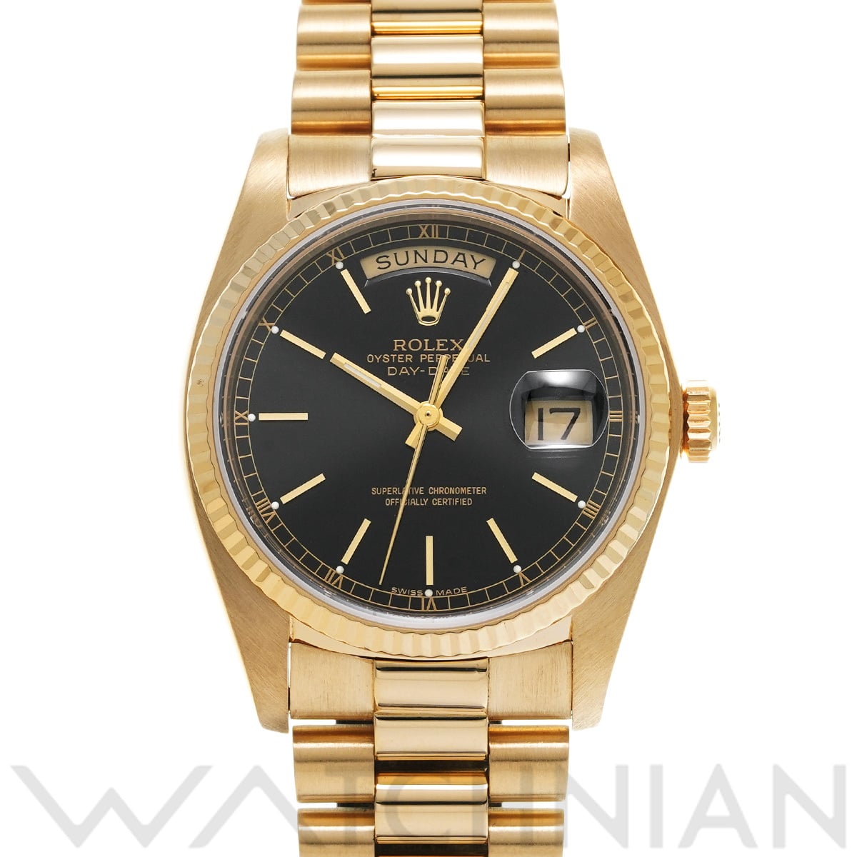 ロレックス デイデイト 18038 ブラック メンズ 時計 【中古】【wristwatch】