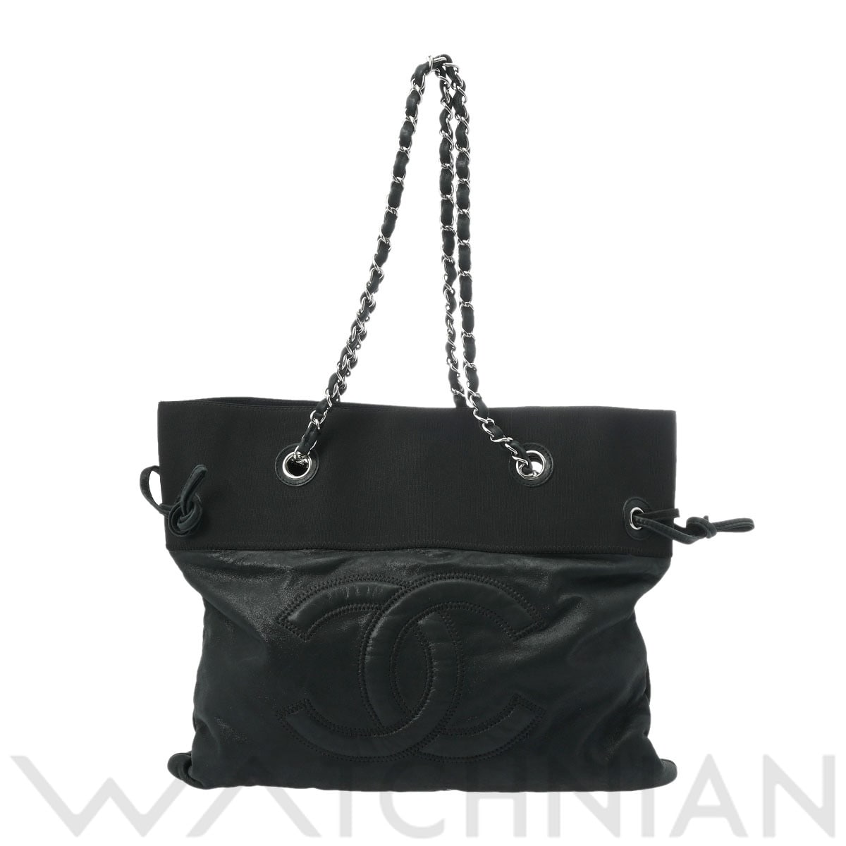 シャネル チェーン トート ブラック/シルバー金具 レザー レディース バッグ 【中古】【bag】