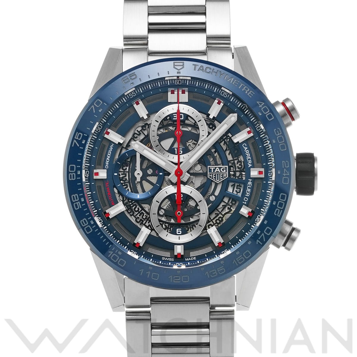 タグ ホイヤー カレラ キャリバーホイヤー01 クロノグラフ CAR201T.BA0766 ブルー メンズ 時計 【中古】【wristwatch】