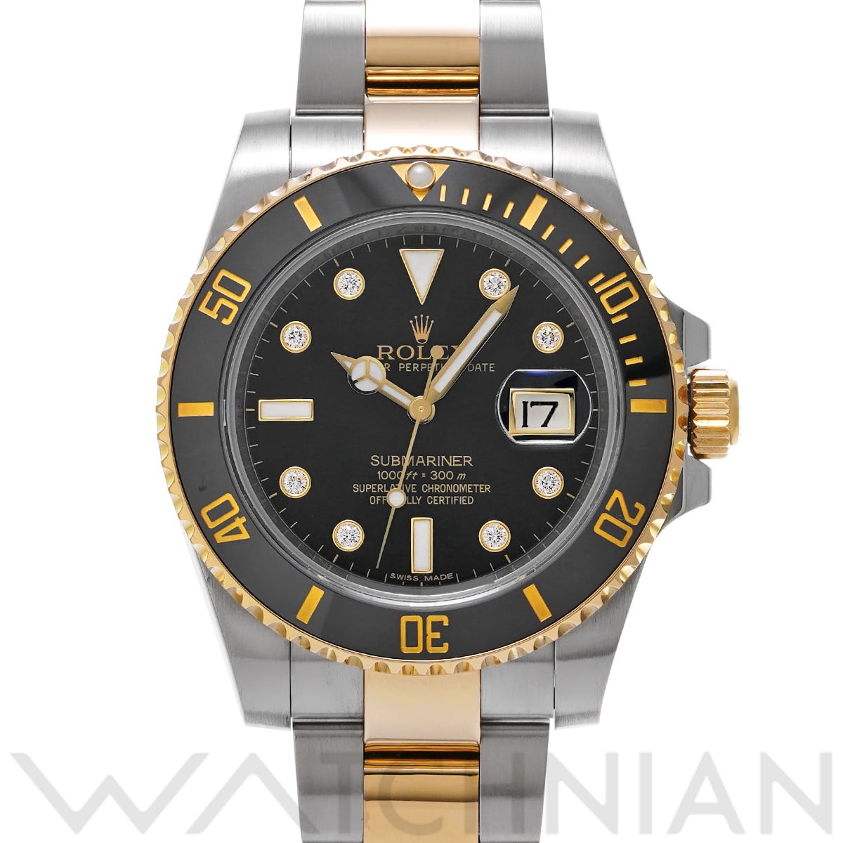 ロレックス サブマリーナ デイト 116613GLN ブラック/ダイヤモンド メンズ 時計 【中古】【wristwatch】