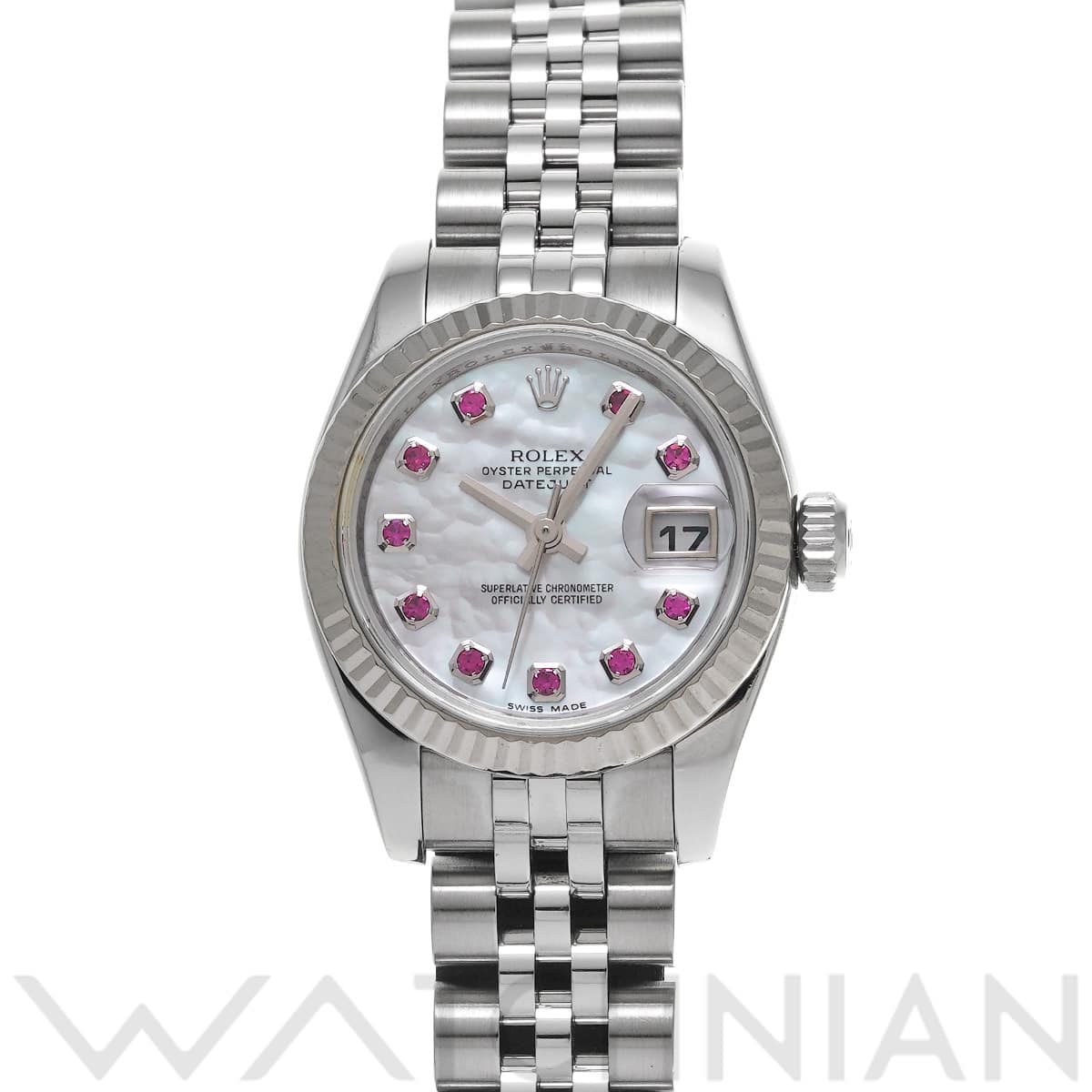 ロレックス デイトジャスト  179174NGR ホワイトシェル/ルビー レディース 時計 【中古】【wristwatch】