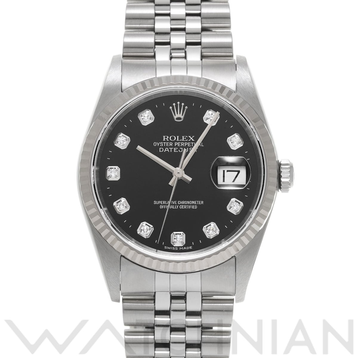 ロレックス デイトジャスト 16234G ブラック/ダイヤモンド メンズ 時計 【中古】【wristwatch】