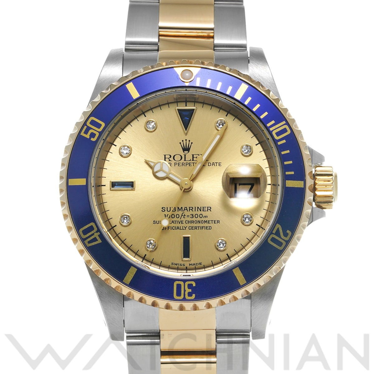 ロレックス サブマリーナ デイト 16613SG シャンパン/ダイヤモンド/サファイア メンズ 時計 【中古】【wristwatch】