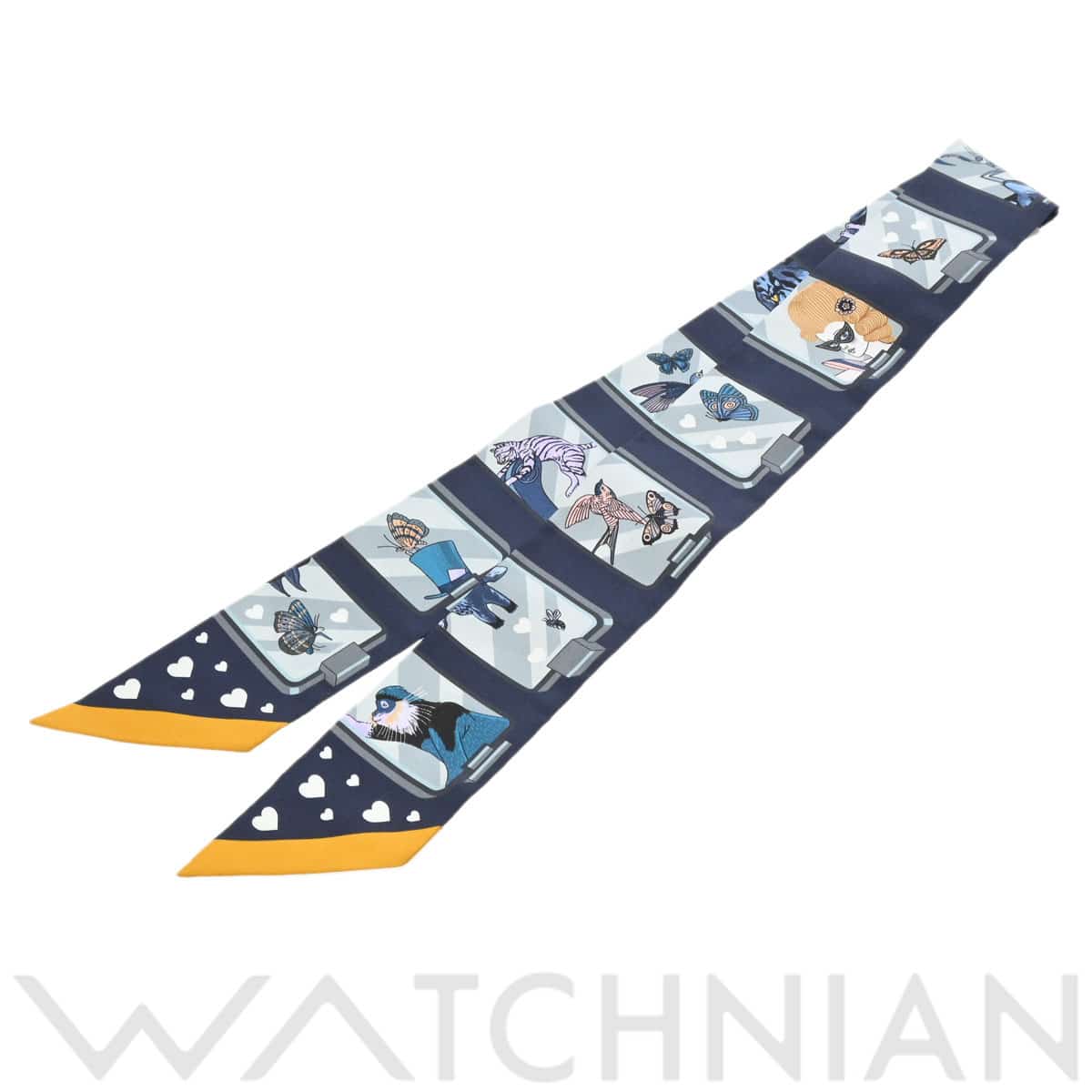 エルメス ツイリー HERMES STORY ネイビー シルク100％ レディース 【新品】【other】