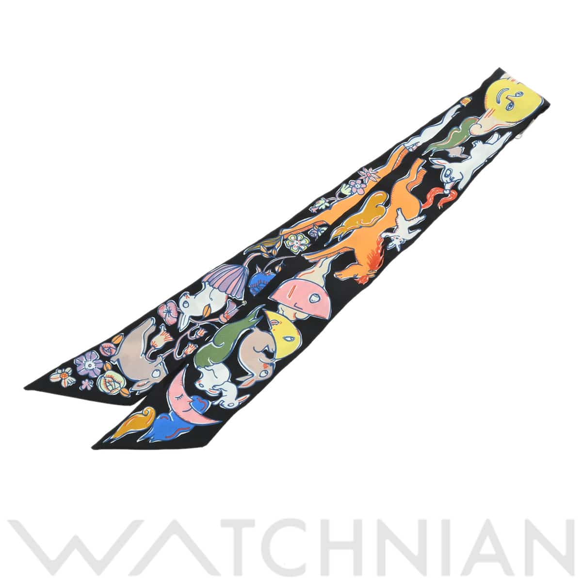 エルメス ツイリー MILLE ET UN LAPINS ブラック 064007S シルク100％ レディース 【新品】【other】