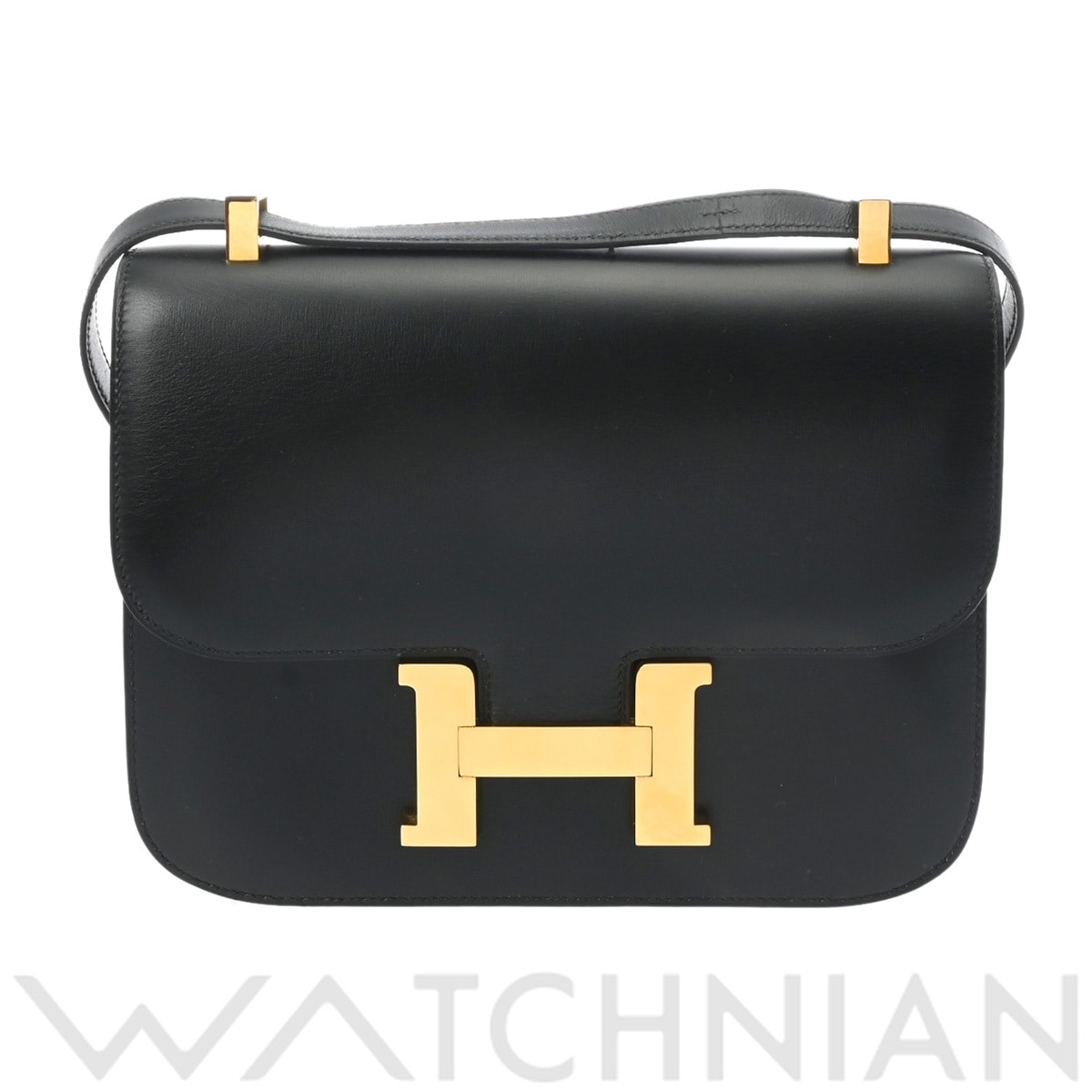 エルメス コンスタンス 23 ブラック/ゴールド金具 ボックスカーフ レディース バッグ 【中古】【bag】