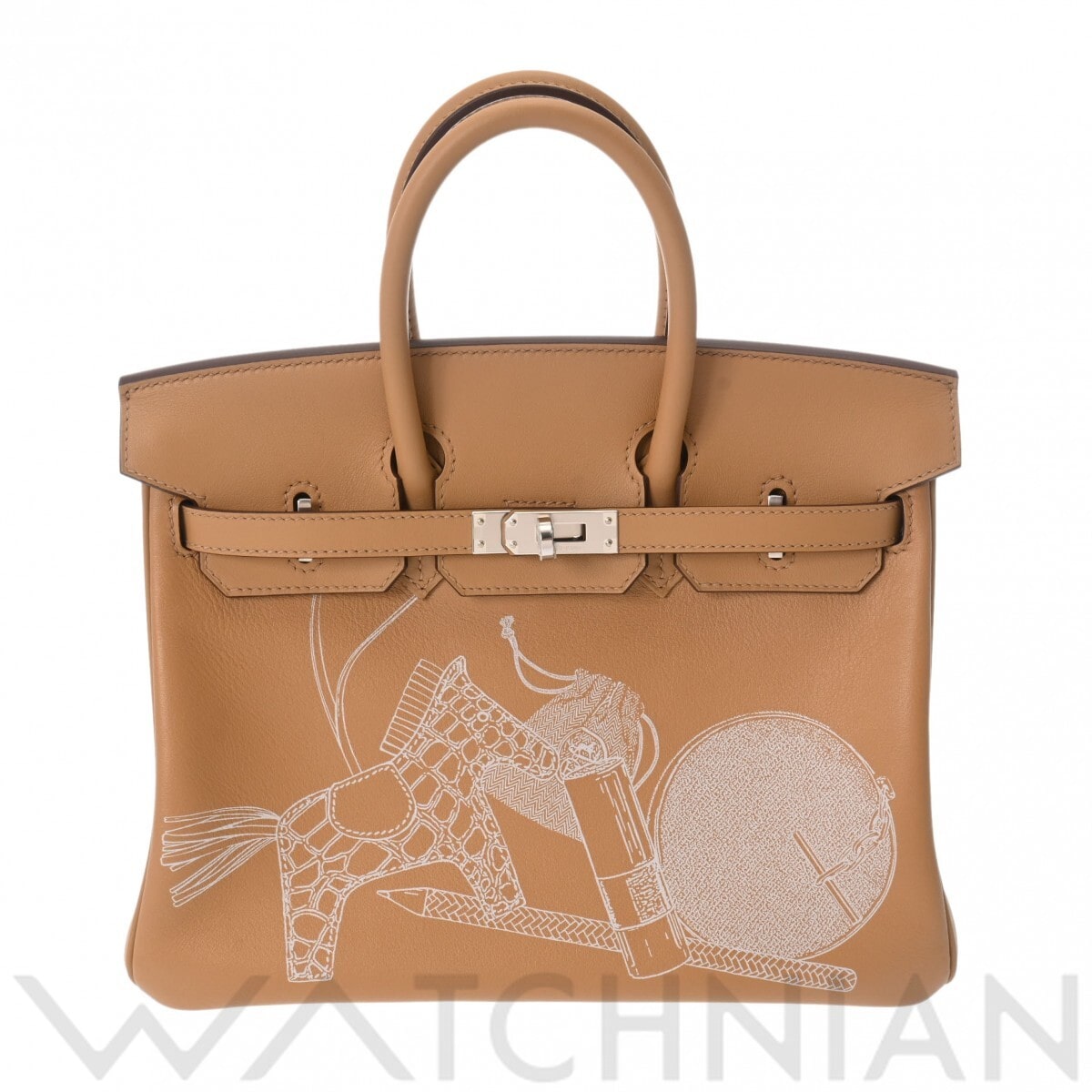 エルメス バーキン 25 インアンドアウト ビスキュイ/パラジウム金具 ヴォースイフト レディース バッグ 【中古】【bag】