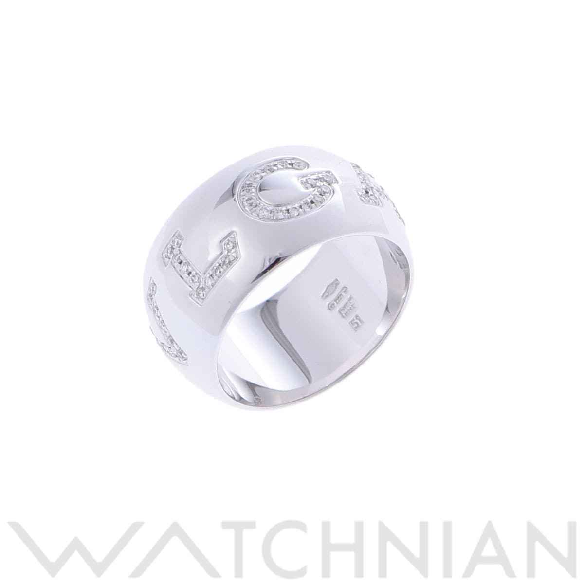 ブルガリ モノロゴリング #51 シルバー K18ホワイトゴールド WG レディース ジュエリー 【中古】【jewelry】