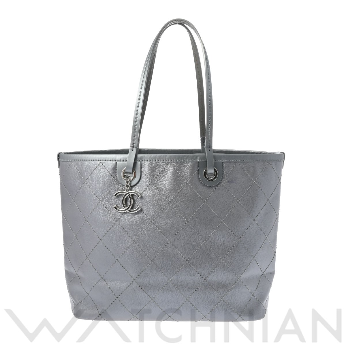 シャネル トートバッグ オンザロード シルバー/シルバー金具 A92212 キャビアスキン レディース バッグ 【中古】【bag】