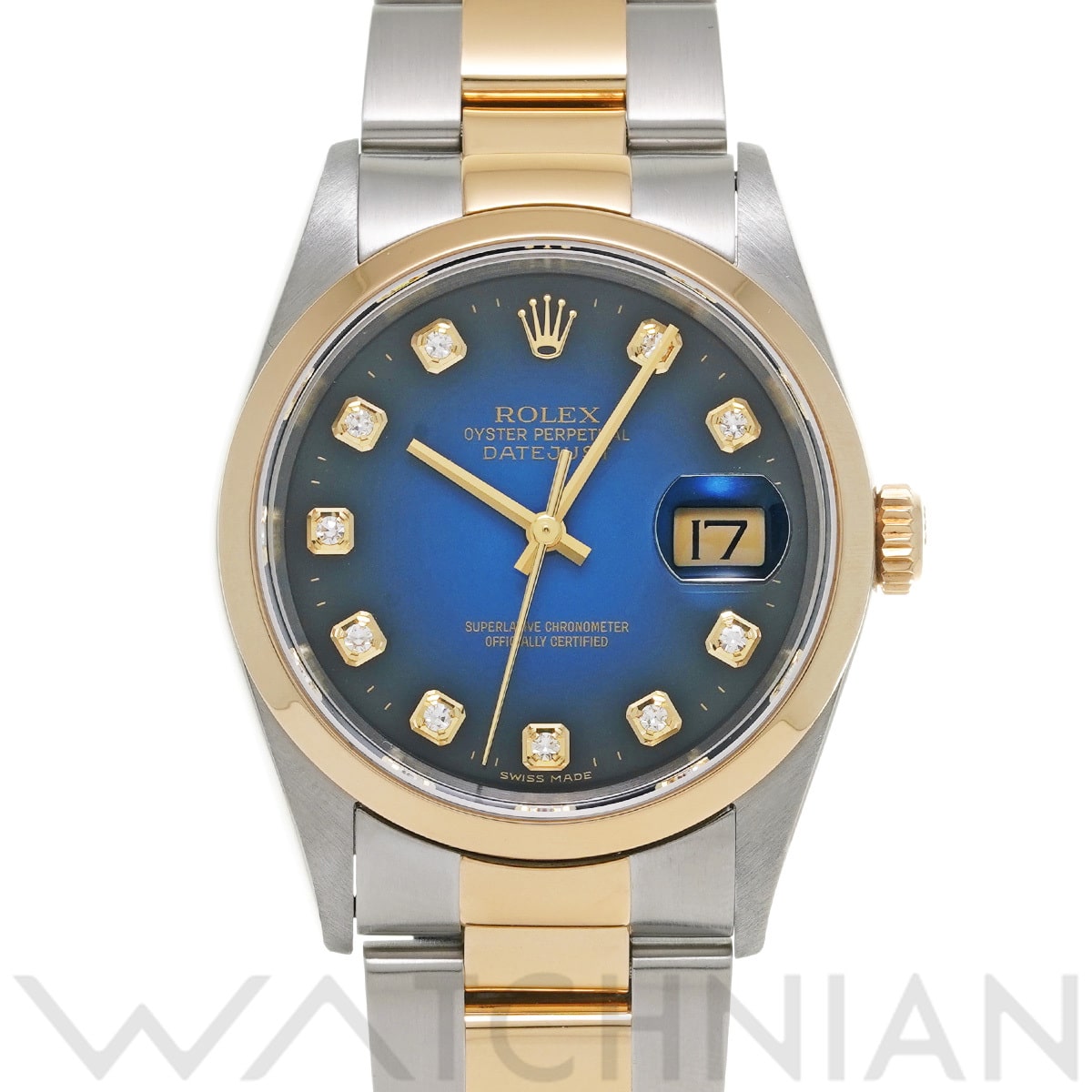 ロレックス デイトジャスト 36 16203G ブルー・グラデーション/ダイヤモンド メンズ 時計 【中古】【wristwatch】