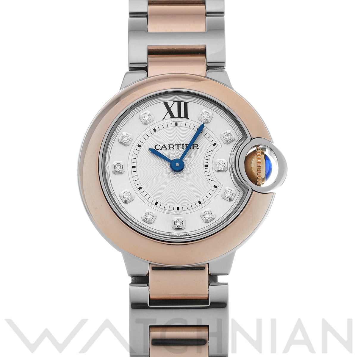 カルティエ バロンブルー 28mm W3BB0005 シルバー/ダイヤモンド レディース 時計 【中古】【wristwatch】