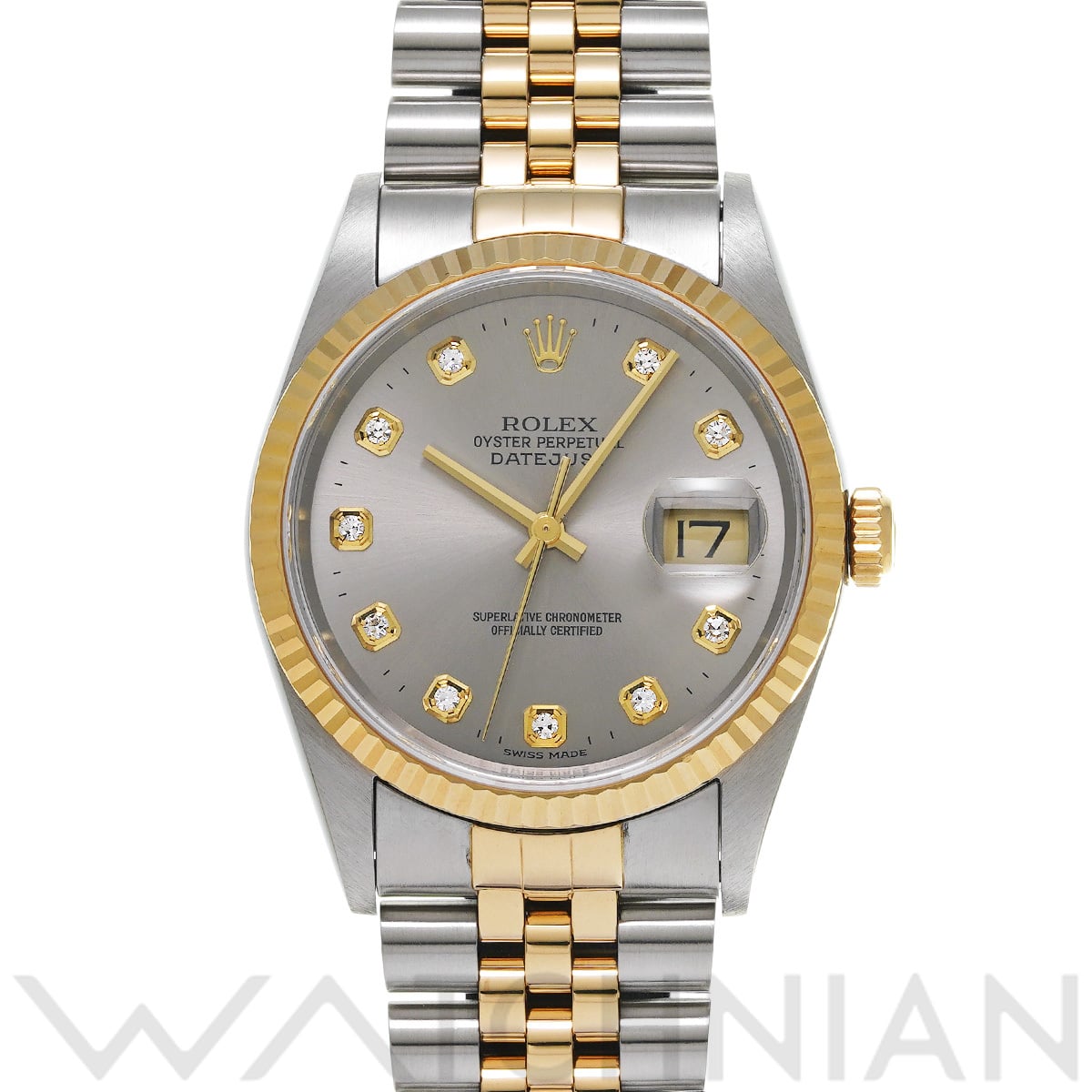 ロレックス デイトジャスト 16233G グレー/ダイヤモンド メンズ 時計 【中古】【wristwatch】