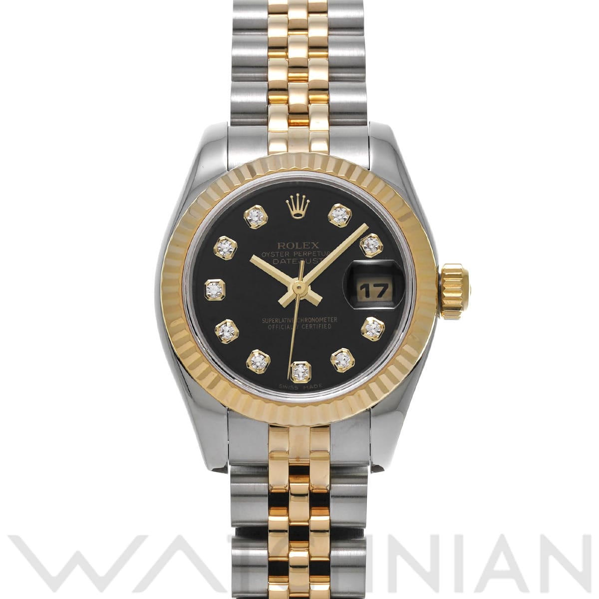 ロレックス デイトジャスト 179173G ブラック/ダイヤモンド レディース 時計 【中古】【wristwatch】