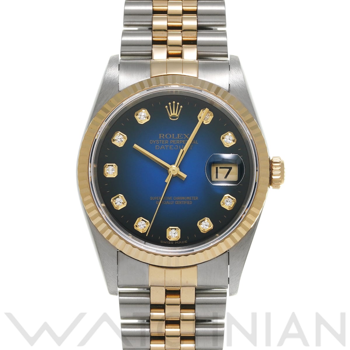 ロレックス デイトジャスト  16233G ブルー・グラデーション/ダイヤモンド メンズ 時計 【中古】【wristwatch】