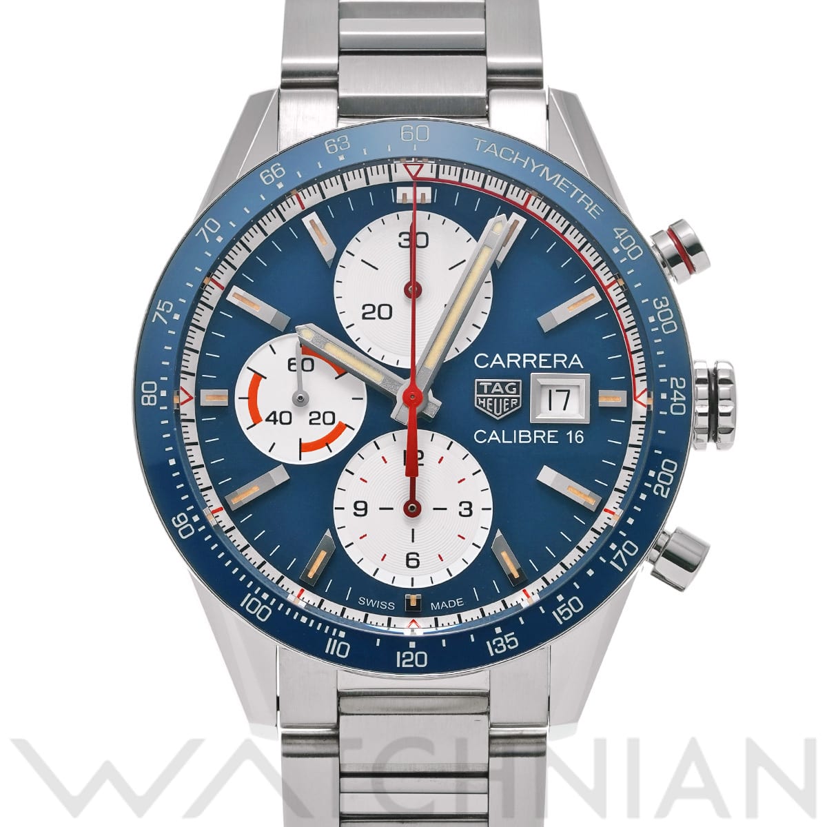 タグ ホイヤー カレラ キャリバー16 クロノグラフ CV201AR.BA0715 ブルー/ホワイト メンズ 時計 【中古】【wristwatch】